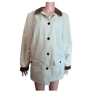 L.L. Bean Cream Utility Jacket with Brown Accents